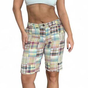 Liz Claiborne Sloane Plaid Cotton Shorts Vintage Y2K Size 10 Madras Boho